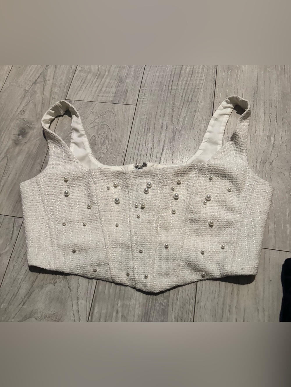 Altar'd State White Pearl-Embellished Cropped Tank Gorgeous & sexy on!!